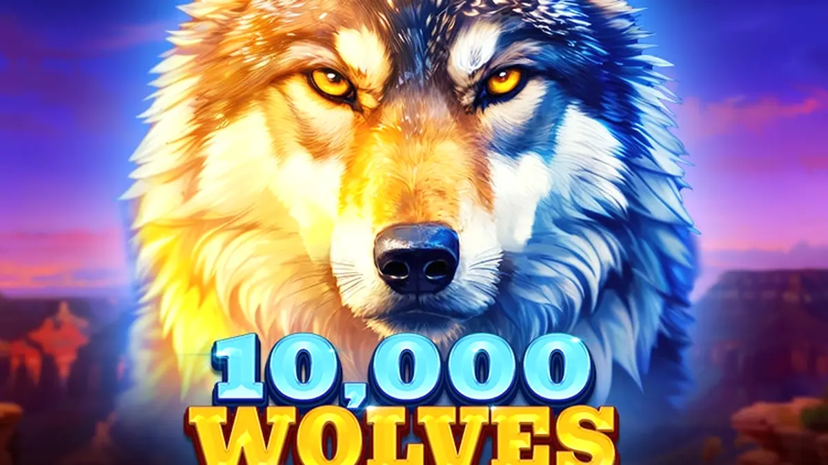 Interface do slot 10,000 Wolves 10K Ways mostrando lobos e elementos da natureza